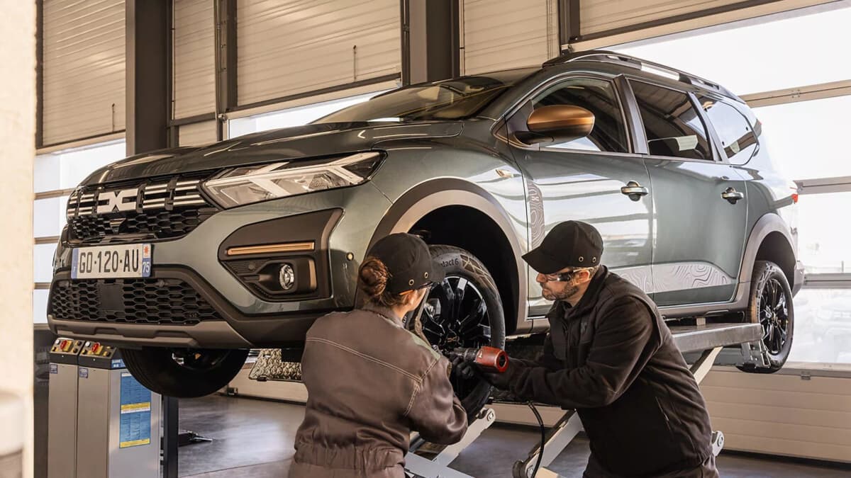 Mechanic working on a car